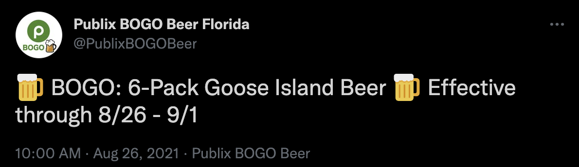 BOGO Twitter notification screenshot